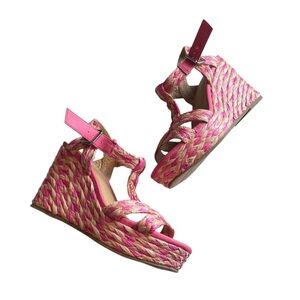Torrid Pink & Beige Braided Wedge Sandals Size 8WW – Boho Chic Summer Shoes